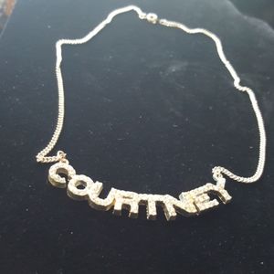 Silver Toned, Rhinestone, COURTNEY Pendant Letters